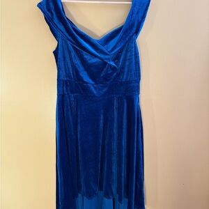 Elegant Blue Velvet Dress